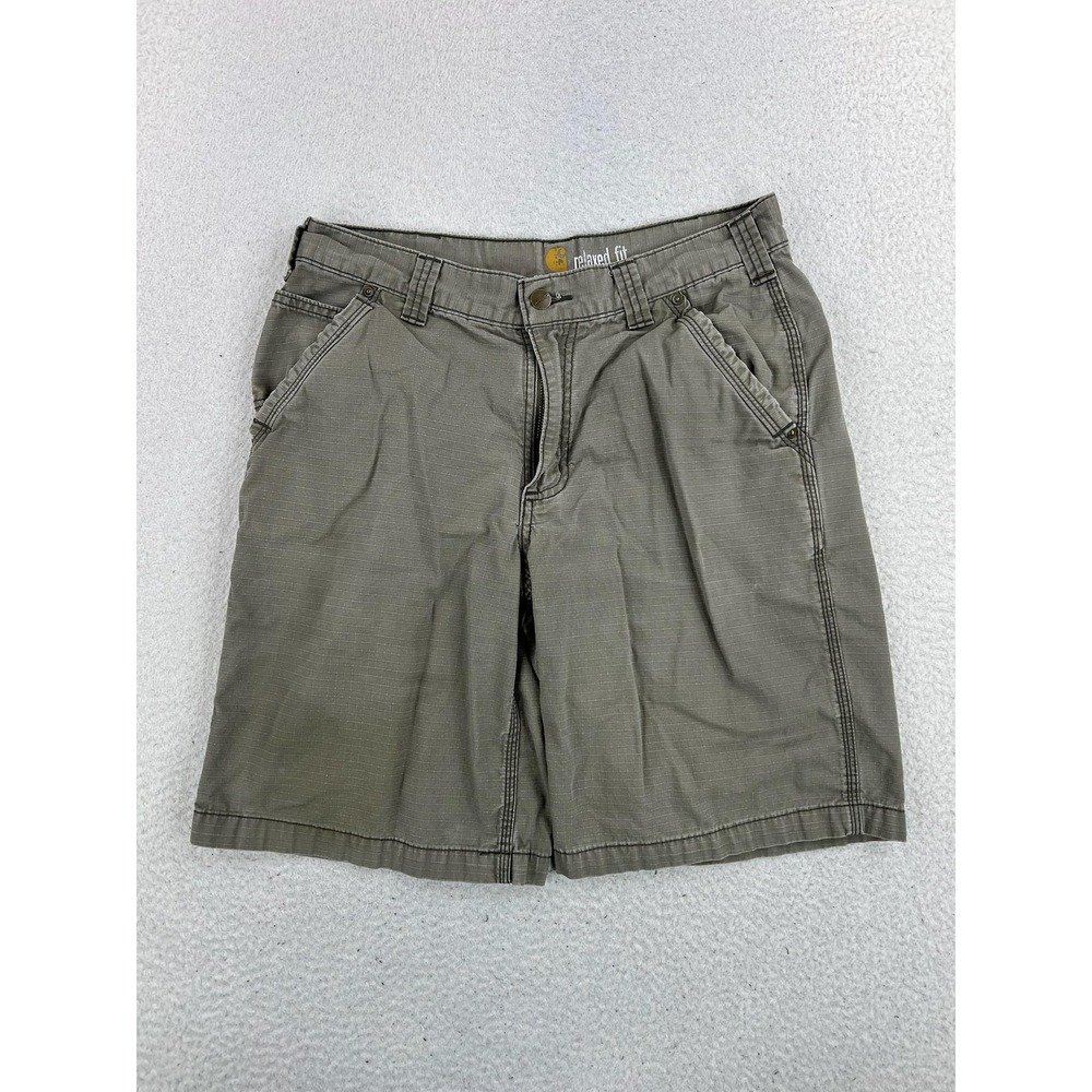 Carhartt Cargo Shorts Mens 32 Green Canvas Relaxed Fit 9" Inseam Work Outdoor
